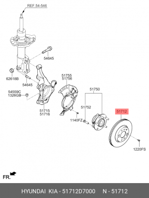 диск тормозной! передний\ Hyundai Tucson III/i30 III/Kona 1.4-2.0 15> 51712D7000 HYUNDAI