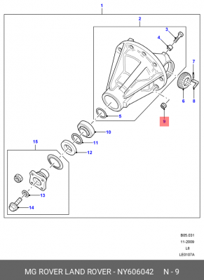 контргайка кардана!\ Land Rover Defender 07> NY606042 LAND ROVER