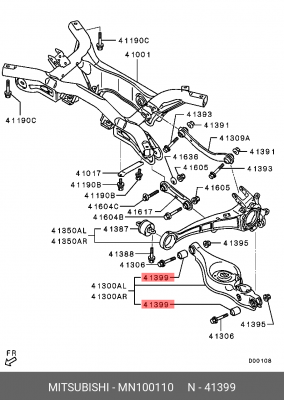 Сайлентблок заднего поперечного рычага, внутренний MITSUBISHI MN100110 MN100110 MITSUBISHI