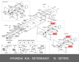 Шланг торм. задн. L=585, D=17 (гайка/штуц) AERO АНАЛОГ!!! Корея 587898A601 HYUNDAI KIA