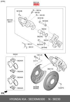ТОРМОЗНОЙ СУППОРТ 58230-M6500 58230M6500 HYUNDAI KIA
