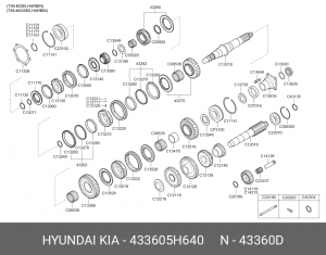 Кольцо HYUNDAI HD65,72,County (M3S5) синхронизатора 2,3-й передачи OE 433605H640 HYUNDAI KIA