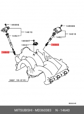 свеча зажигания! \Mitsubishi Galant/Space Wagon 2.4CDi 98>/Pajero V60 3.5GDi 00> MD360383 MITSUBISHI