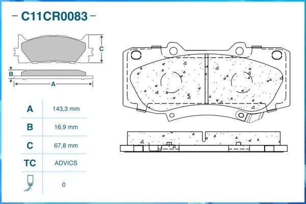 Тормозные колодки передние Low Metallic C11CR0083 C11CR0083 CWORKS