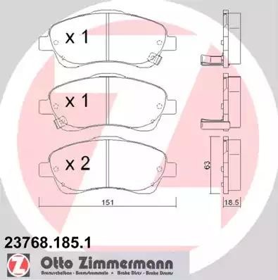 колодки дисковые !перед. 151x63x18 \ Toyota Avensis 1.6i-2.4D4-D 03> 23768.185.1 ZIMMERMANN