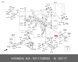 болт задн. поперечного рычага! M10\ Hyundai ix55 07-13 551172B000 HYUNDAI