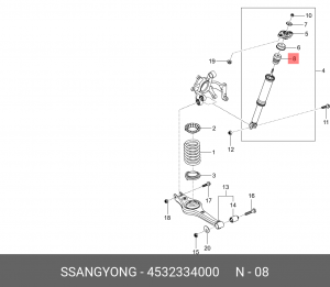 Отбойник амортизатора SSANGYONG Actyon (10-) заднего (1шт.) OE 4532334000 SSANG YONG
