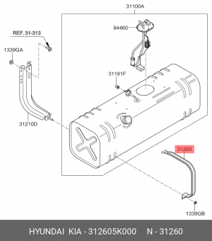 кронштейн крепления топливного бака!\HYUNDAI 312605K000 HYUNDAI