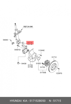 Кулак поворотный HYUNDAI Santa Fe (06-) левый OE 517152B050 HYUNDAI KIA