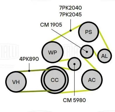 Ролик привод. ремня Toyota LC Prado (02-)/(09-)/Camry (06-) 3.5i/4.0i (опор.) h= CM 1905 TRIALLI