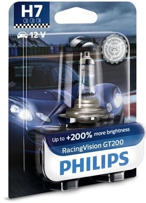 Лампа 12V H7 55W PX26d +200% блистер (1шт.) Racing Vision GT 200 PHILIPS 12972RGTB1 PHILIPS