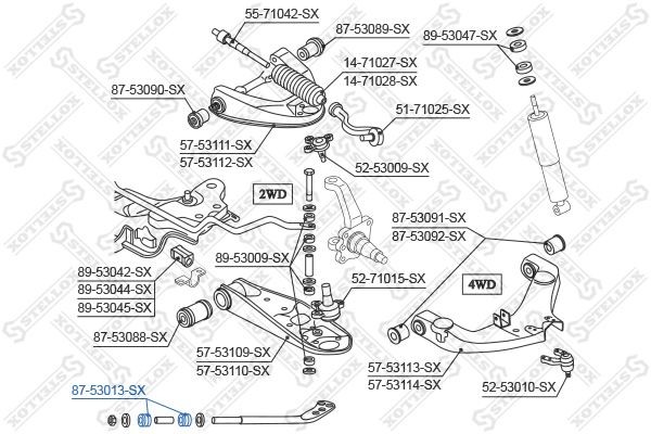 сайлентблок растяжки рычага! VIN: 20040701>\ KIA K2500/K2700/K3000 97> 87-53013-SX STELLOX