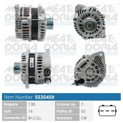 Генератор NISSAN Murano (Z51) (07-15) MEAT&DORIA 5535459 MEAT DORIA