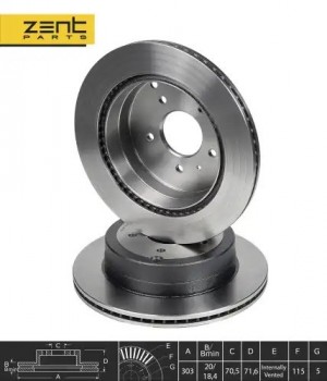 диск тормозной задний Z06102 ZENTPARTS