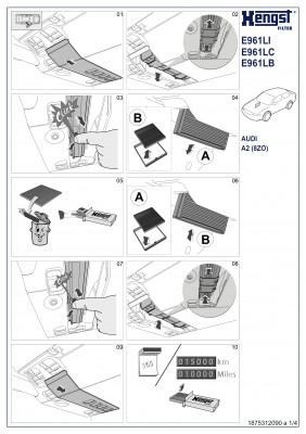 фильтр салона! угольный\ Audi A2, VW Polo, Skoda Fabia, Seat Ibiza/Cordoba 02> E961LC HENGST