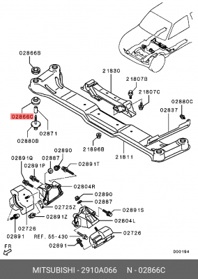 Втулка MITSUBISHI Pajero (00-06) подрамника OE 2910A066 MITSUBISHI