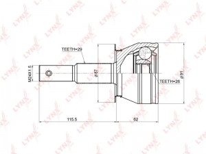 ШРУС наружный подходит для NISSAN Pathfinder(R51) 2.5D-4.0 AT 05 / Navara(D40) 2 CO-3675 LYNXAUTO