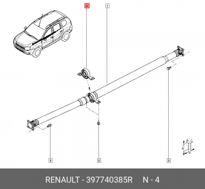 опора подвесная карданного вала!\ Renault Duster 1.2-1.6 4WD 10> 397740385R RENAULT