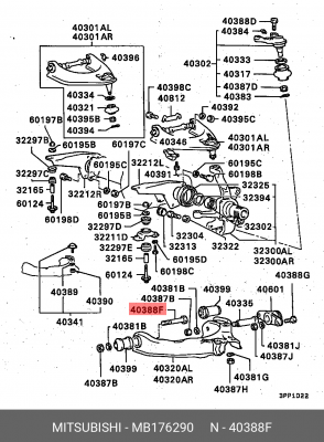 болт рычага нижнего подвески передней!\ Mitsubishi Pajero MB176290 MITSUBISHI