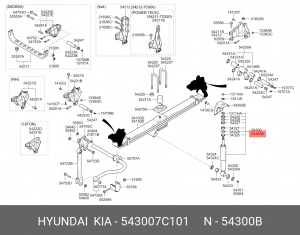 Амортизатор HYUNDAI HD370 передний левый/правый масляный (1-й амортизатор) OE 543007C101 HYUNDAI KIA