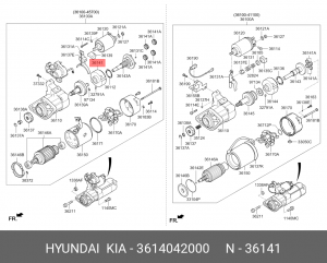 Шестерня HYUNDAI Starex H-1 привода стартера OE 3614042000 HYUNDAI KIA