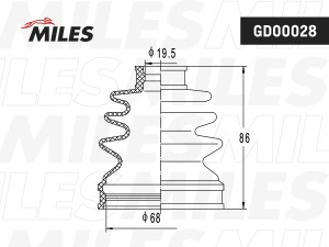 Комплект пыльника ШРУСа внутреннего CITROEN c3, TOYOTA AVENSIS, HONDA CIVIC 1.1i GD00028 MILES