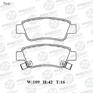 Колодки тормозные дисковые Avantech задние (противоскрипная пластина в компл.) AV0335 AVANTECH
