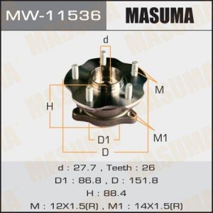 к-кт подшипника ступицы заднего!\ Lexus RX270/RX350/RX450H GGL15 4WD all 08> MW-11536 MASUMA