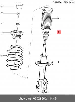 Амортизатора переднего отбойник 95028562 95028562 GENERAL MOTORS