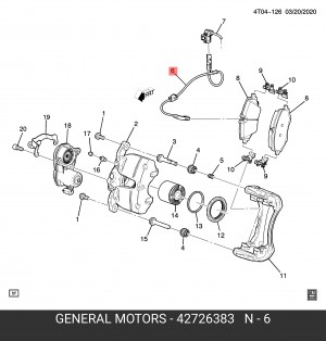 Датчик колодок передний 42726383 42726383 GENERAL MOTORS