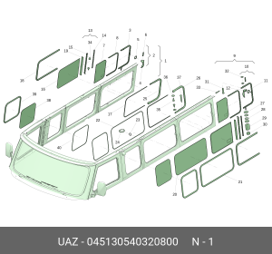 Форточка УАЗ-452 салонная правая (со стеклом) (ОАО УАЗ) 045130540320800 UAZ UAZ