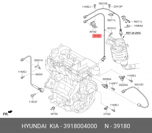 Датчик положения коленвала KIA Picanto (11-) OE 3918004000 HYUNDAI KIA