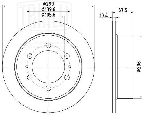 Диск торм. SsangYong Korando (95-)/Musso (93-)/Rexton (02-) зад. d=299 (DF 17010 DF 170105 TRIALLI