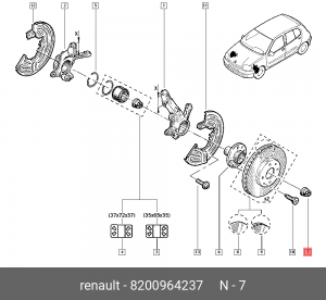 гайка cтупицы!\Renault Logan 82 00 964 237 RENAULT
