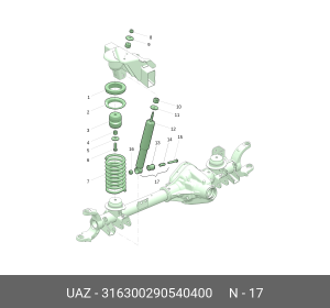 Амортизатор УАЗ-3163 передний газомасляный в сборе (ОАО УАЗ) 316300290540400 UAZ UAZ