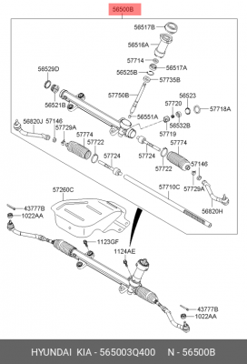 Рейка рулевая HYUNDAI Sonata YF (10-) KIA Optima (11-) OE 565003Q400 HYUNDAI KIA