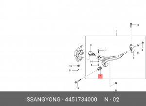 Сайлентблок SSANGYONG Actyon (10-) задний рычага переднего левый/правый OE 4451734000 SSANG YONG