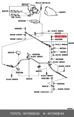 болт крепления троса ручника !\ Toyota 90109-08244 TOYOTA