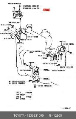 подушка двигателя!\ Toyota 12305-31090 TOYOTA