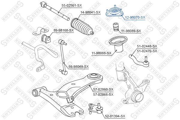 опора амортизатора переднего!\ Toyota Celica ZZT23# 99> 12-98070-SX STELLOX