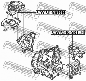 Сайлентблок левой опоры двигателя SKODA RAPID VWMB-6RLH VWMB-6RLH FEBEST