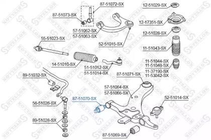 сайлентблок рычага нижн. пер. внутр.!\ Hyundai Sonata EF 99-01 87-51070-SX STELLOX