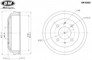 Барабан тормозной чугунный (1шт.) DR8202 DR8202 BM MOTORSPORT