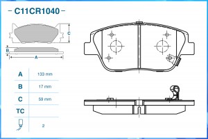 Тормозные колодки передние Low Metallic C11CR1040 C11CR1040 CWORKS