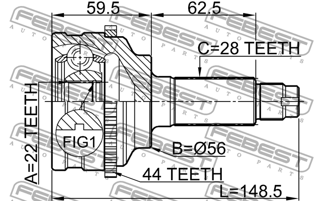 ШРУС внешний MAZDA 626 (GF) 0510-038A44 0510-038A44 FEBEST