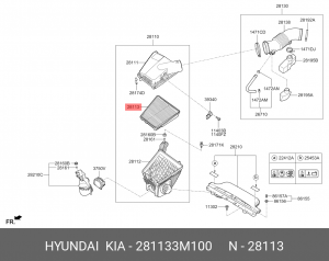 Фильтр воздушный HYUNDAI Genesis (08-) (3.3/3.8) OE 28113-3M100 HYUNDAI KIA