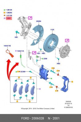 КОЛОДКИ ТОРМОЗНЫЕ ПЕРЕДНИЕ Tr 2014 (эконом) 2006028 2006028 FORD
