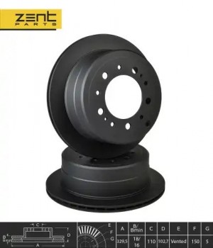 диск тормозной задний! Toyota Land Cruiser 100 4.2TD/4.7 98> Z06291 ZENTPARTS