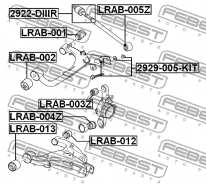 Болт с эксцентриком ремкомплект LAND ROVER 3/DISCOVERY 3 2005­2009 2929-005-KIT 2929-005-KIT FEBEST