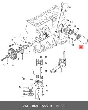 Фильтр масляный VW (1.6 D/1.6 TD/1.9 D/1.9 TD) AUDI (1.6-2.0 D/2.5 TDI) OE 068 115 561 B VAG